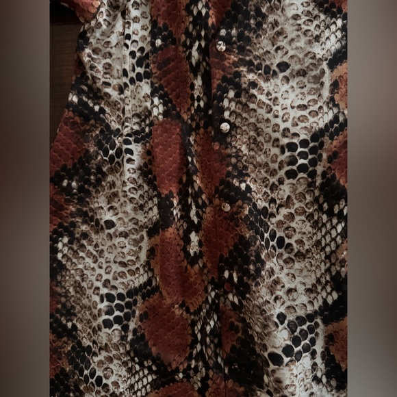 Mango Snake Print Maxi Shirt Dress V-Neck Long Sleeve - Picture 8 of 12